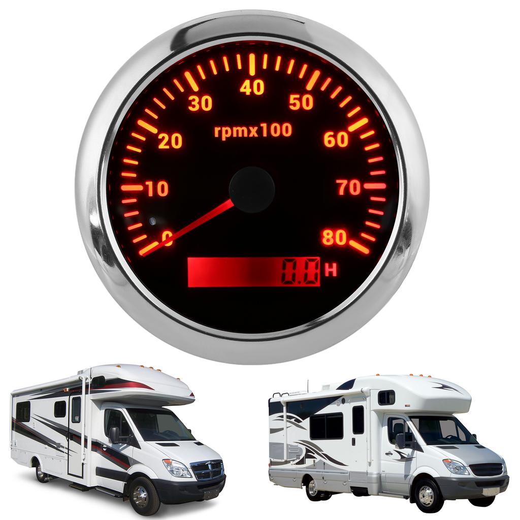 85mm 0‑8000RPM Tachometer 7 Colors Backlight IP67 Waterproof Pointer Type for Boat Marine RV 9‑32V