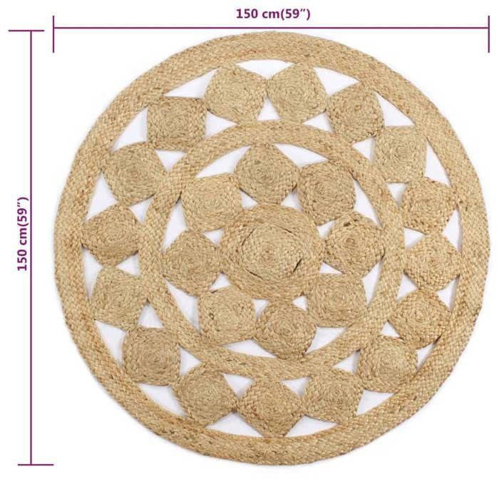 Tapis - vidaXL - Jute tressée - 150 cm - Beige - Rond - Intérieur
