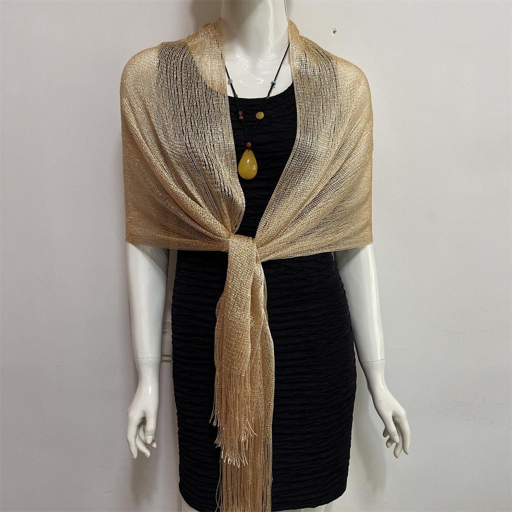 Rayon Scarf, Gold And Silver Silk Flat Scarf, Thin Shawl, Bag Head Scarf, Polyester Scarf, Multi-Color.