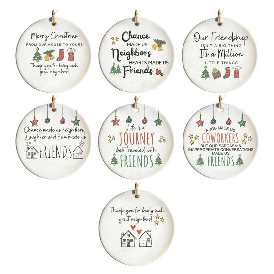 Neighbors Christmas Ornament Thank You Gift for Good Neighbors Welcome to The Neighborhood Holiday Ceramic Tree Ornament