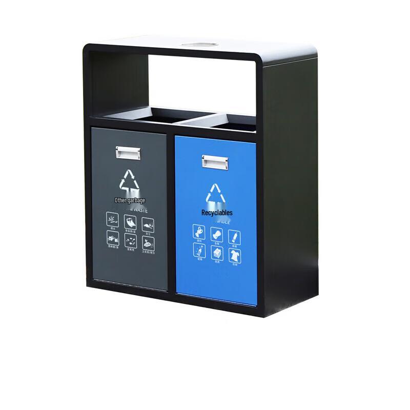 Outdoor Stainless Steel Dual-Compartment Recycle Bin