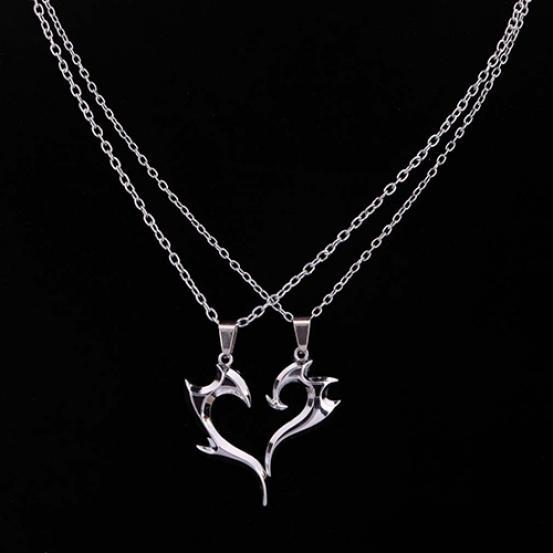 Men Women Lover Couple Heart Pendant Choker Chain Fashion Necklace