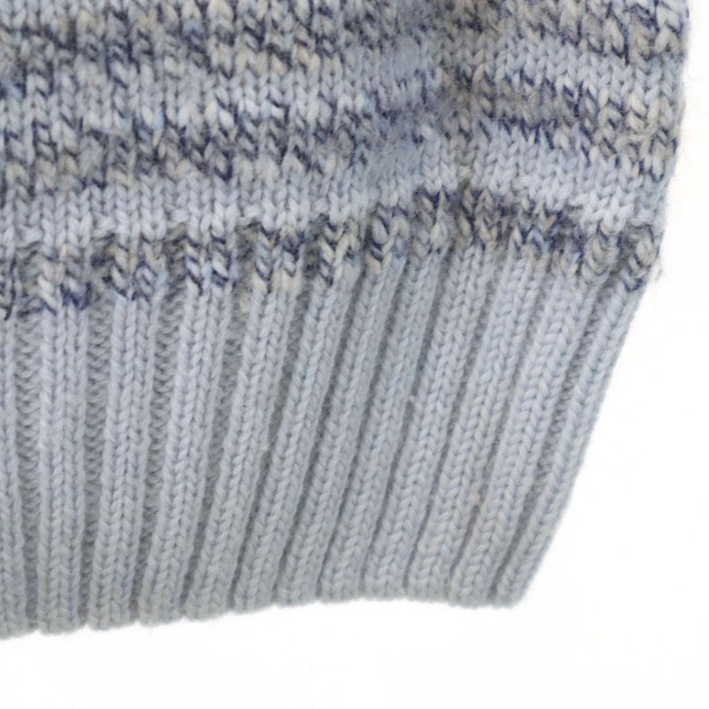 LACOSTE Wool blend Made in Japan border Long sleeve sweater 42 Blue knit Women Used