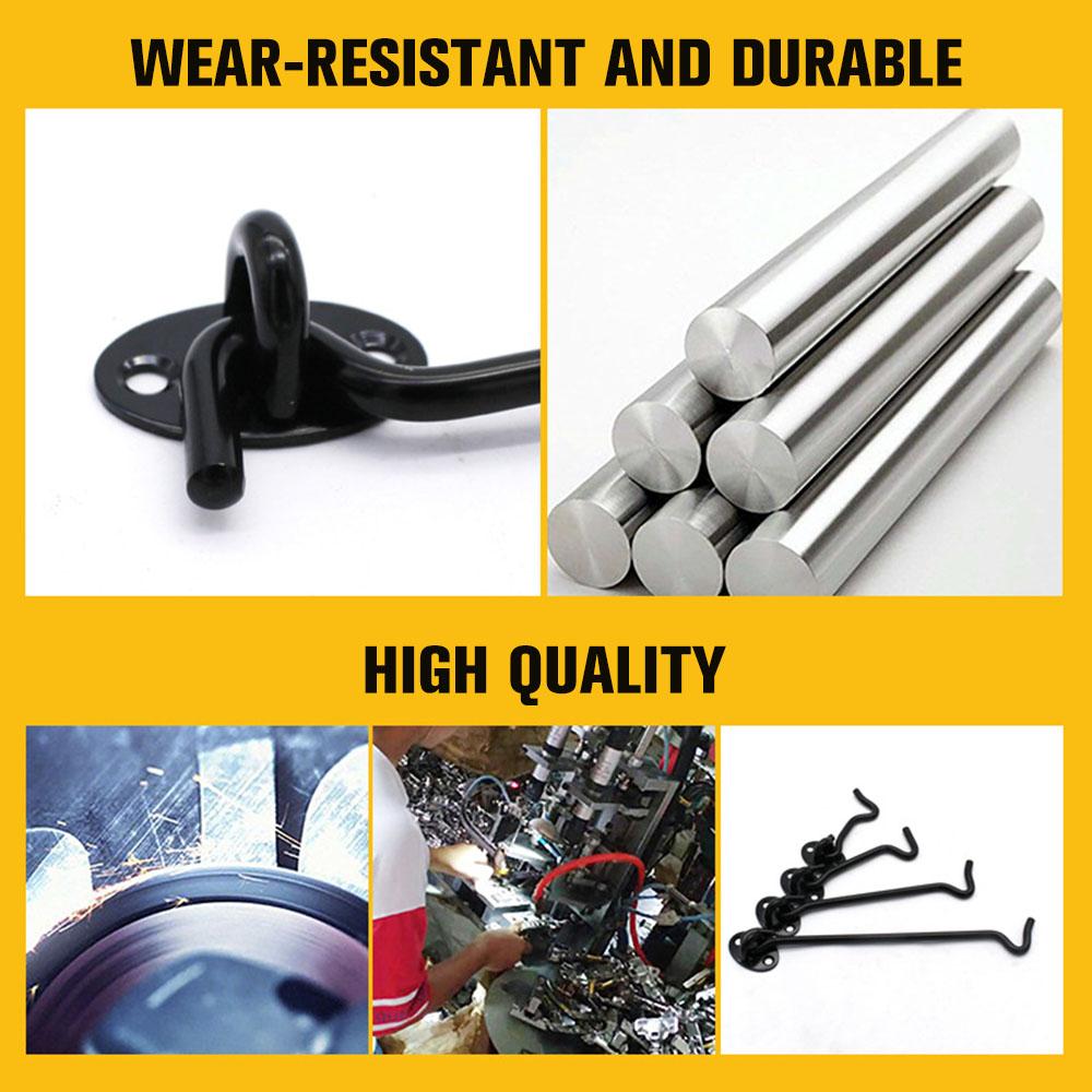 2pcs Black Crescent window lock Cabin Hooks Eye Latch Stainless Steel safety switch 3/4/6/8/10/12/14/16inch Holder with screws