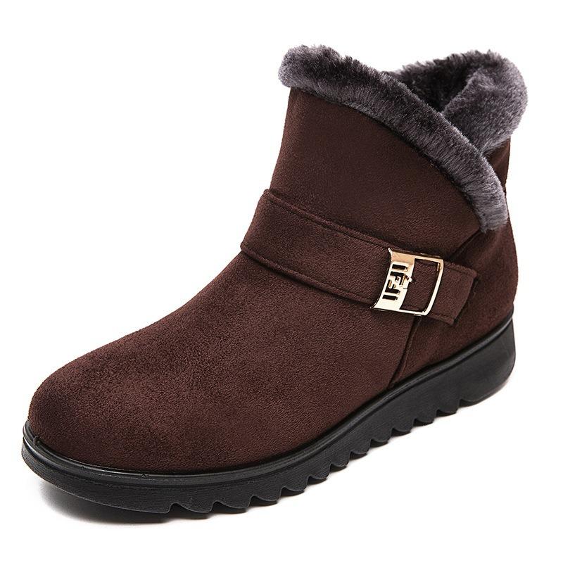 Women's cotton shoes warm cotton boots medium and old velvet thickened flat-soled mother shoes snow boots