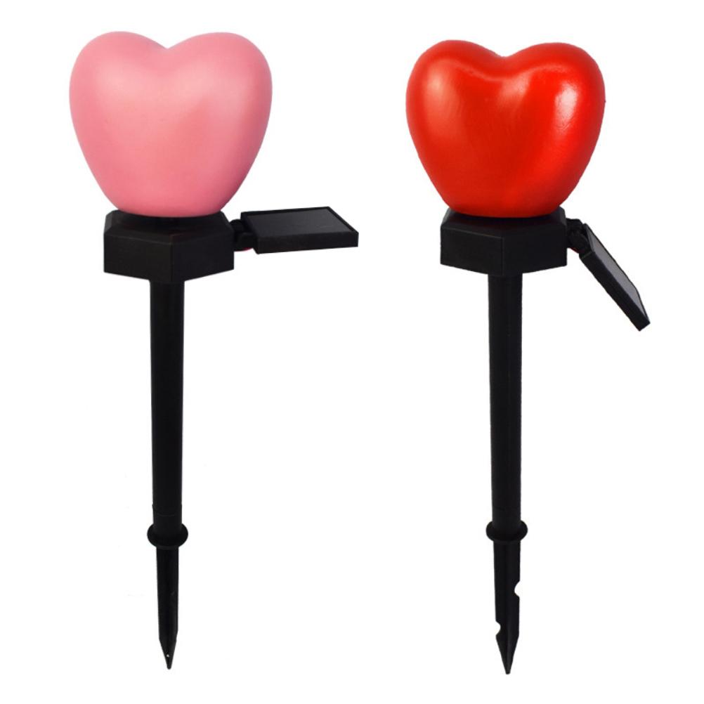 Outdoor Solar Garden Stake Lights Waterproof Solar Red Heart Shaped Pathway Lamps Landscape Lamp