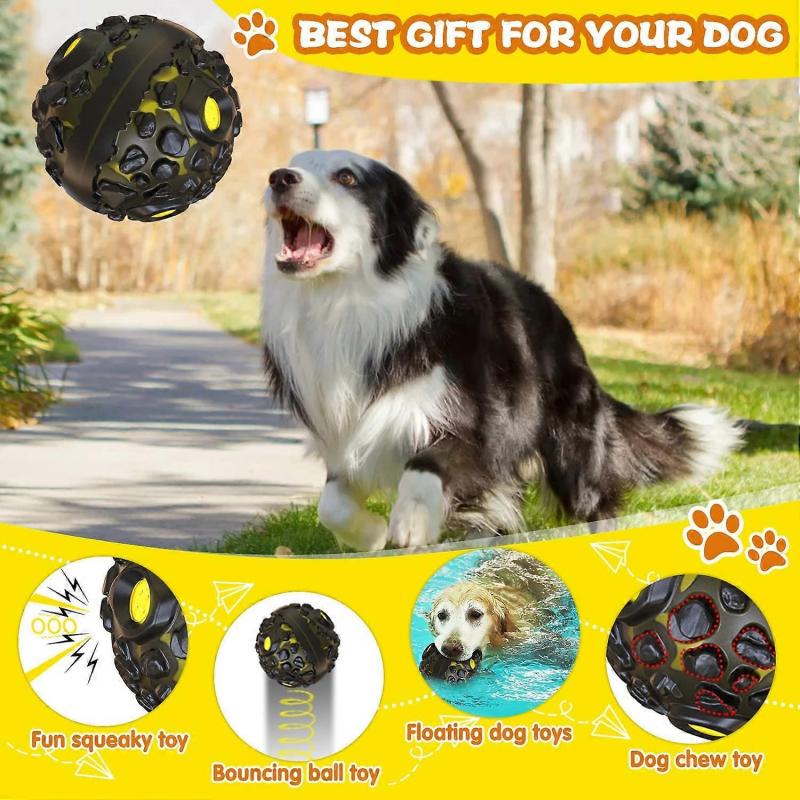 Hundespielzeug, Unzerstörbarer Hundeball Hunde-Kauspielzeug Naturkautschuk Zahnreinigung, 12CM Interaktiver Quietschball Spielzeug Hundespiele für Mittelgroße und Große Hunde