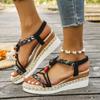 Ladies New Summer Wedge Sandals Women Open Toe Bohemian Lightweight Comfortable Elastic Band Women's Platform High Heel Sandals