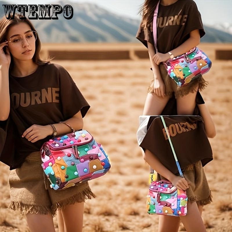 Torebka Damska na Czas Wolny - Modna Torebka Kurierska ze Skóry Owczej, Przestronna Szyta Torebka Kurierska na Ramię, Wyjątkowy Kolor Letnia Torebka Damska