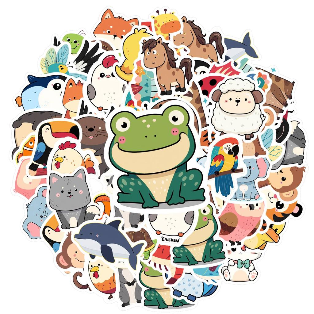 35pcs Cute Animal Stickers Cartoon Cartoon Stickers Funny Stickers For Laptop Luggage Scrapbook Diary Sticker DIY