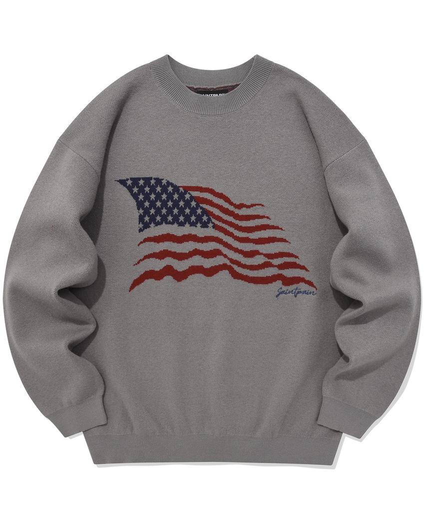 SAINTPAIN Sp Jacquard American Knit Sweater - Grey