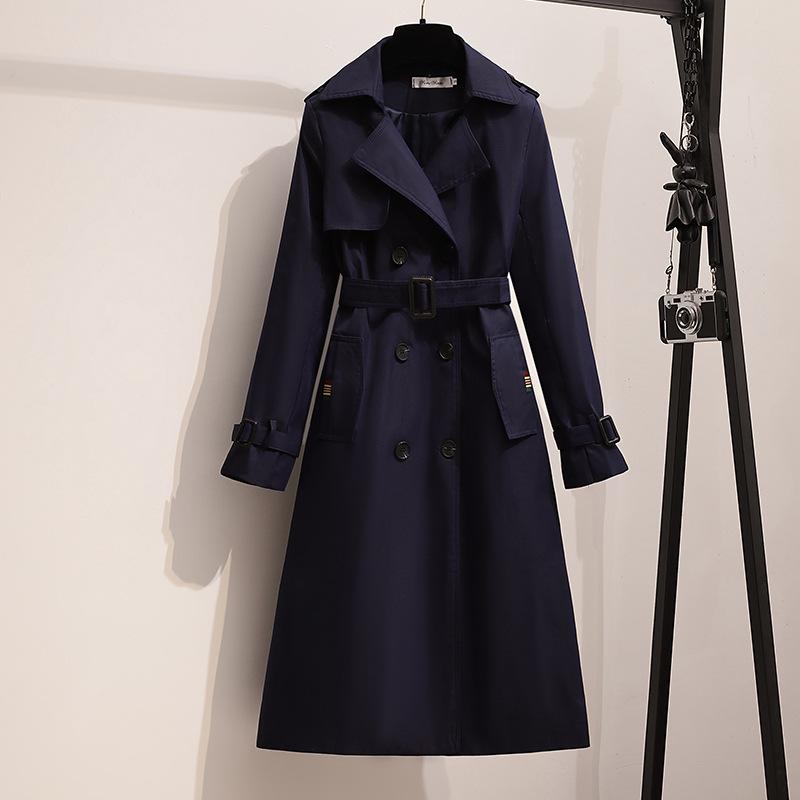 Νέο Φθινοπωρινό και Χειμερινό Χακί Μεσάτο Παλτό με Ιδιαιτερότητα, Στενή Γραμμή και Μακρύ Μανίκι για Γυναίκες