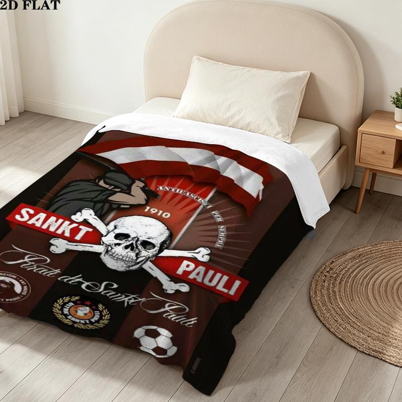 FC San Pauli Logo Print Flannel Blanket High Quality Warm Comfortable Cover for All Seasons Perfect for Gifts Home Decor
