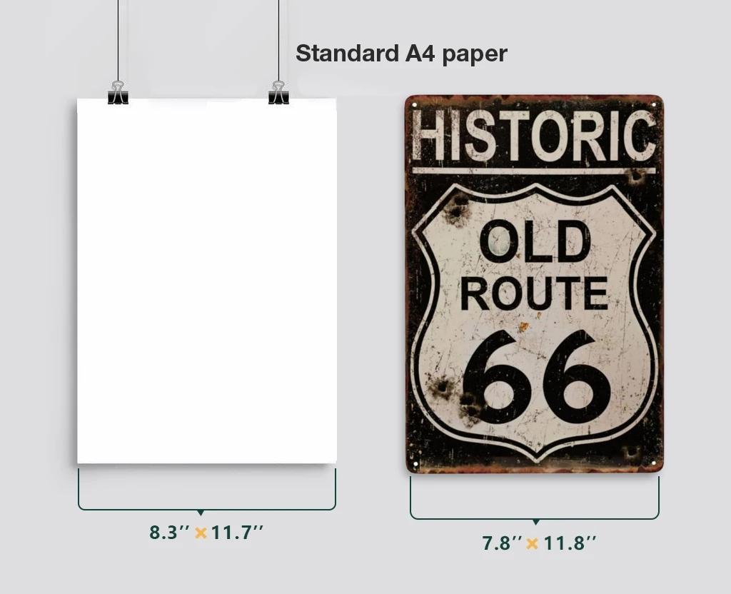 Vintage Historic Old Rout66 Tin Sign Metal Poster Wall Decor For Bar Restaurants Garage Workshop Cafe Club Plaque Man Cave Wall