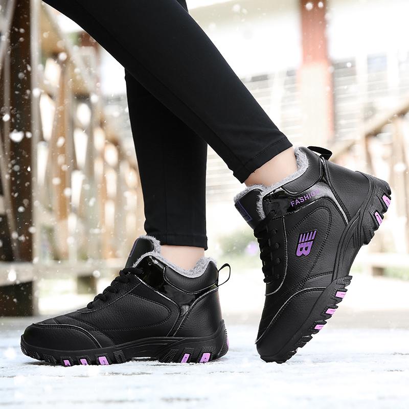Autumn Winter Leather Sneakers Black Casual Shoes Women Non Slip Lace Up 2025 Fashionable Comfortable Waterproof Sports Shoes