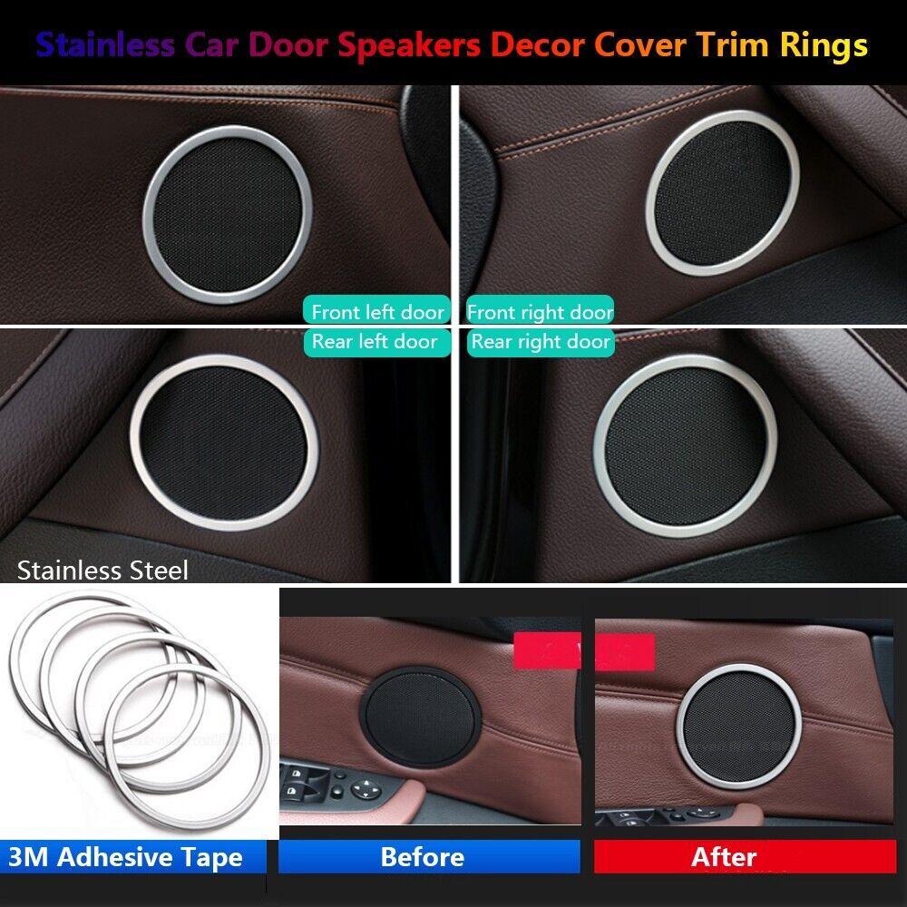 Stainless Car Interior Door Speaker Rings Cover Trim For BMW X5 X6 E70 E71 4Pcs