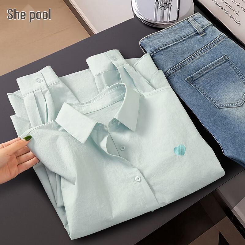 Women s Fresh Feel Embroidered Lapel Long Sleeve Shirt S