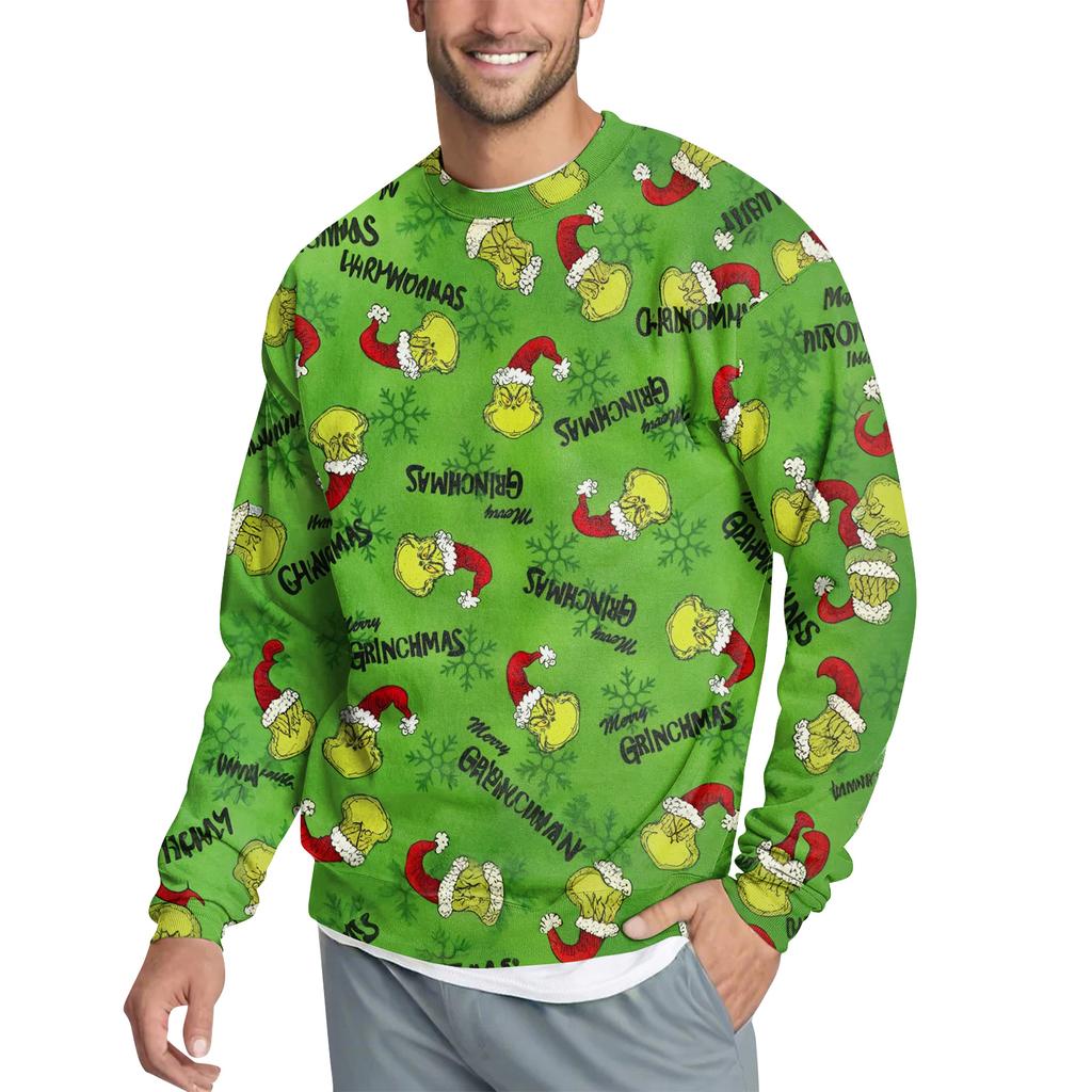 Men's Casual Fashion Printed Round Neck Pullover Sweatshirt