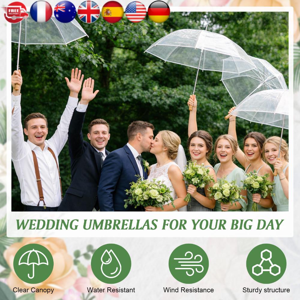 

50 Pack Transparent Rain Umbrella Windproof Waterproof Wedding Favors for Guest Umbrella Gifts Bulk with Thank You Tags and Rope United States