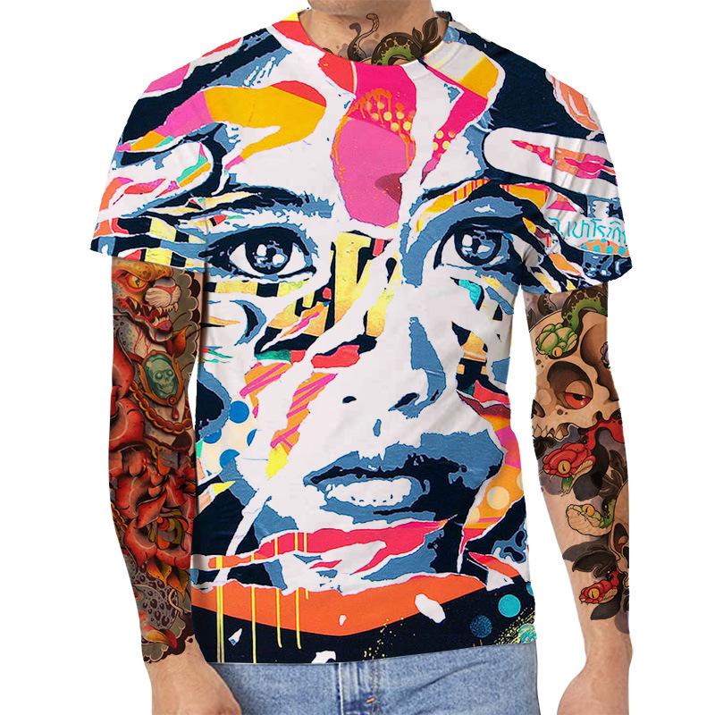 Summer Round Neck 3D Art Print Top Fashionable Casual Short Sleeved Men's T-shirts