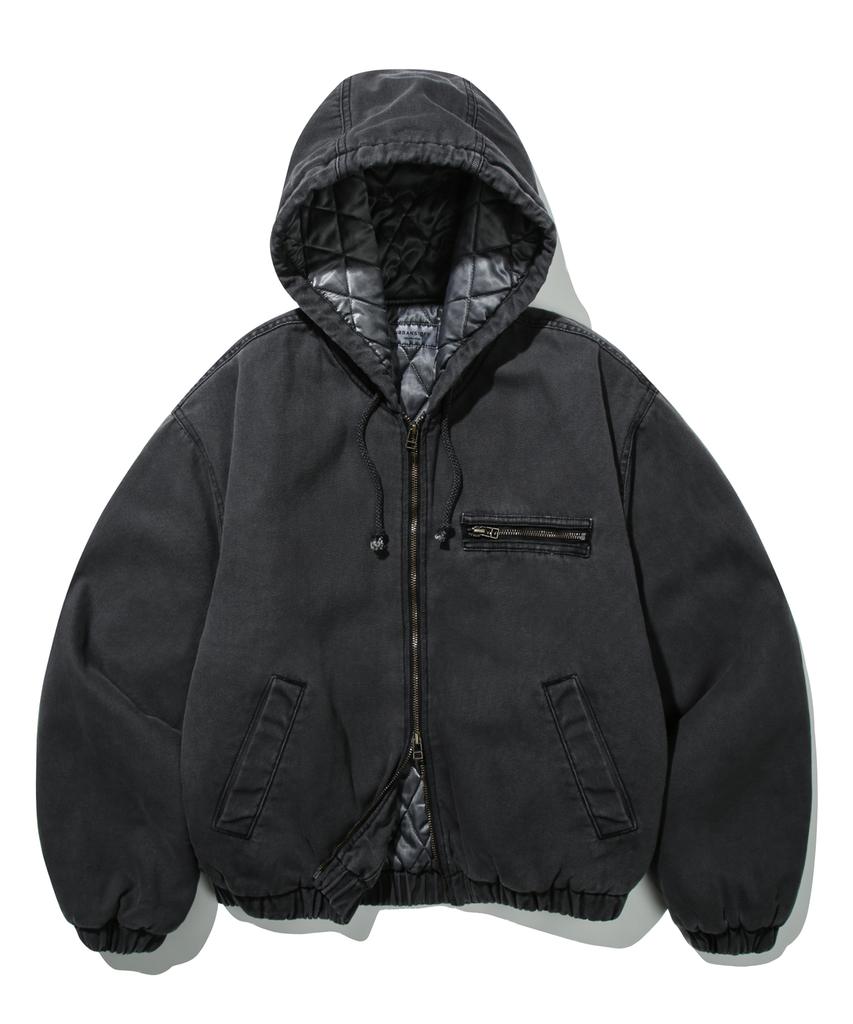 Urbanstoff Overdyed Hooded Work Jacket (Charcoal)
