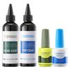 Functional Gel Nail Polish Set: Strengthening Base Coat, Balancing Matte Sealer, Marbling Liquid
