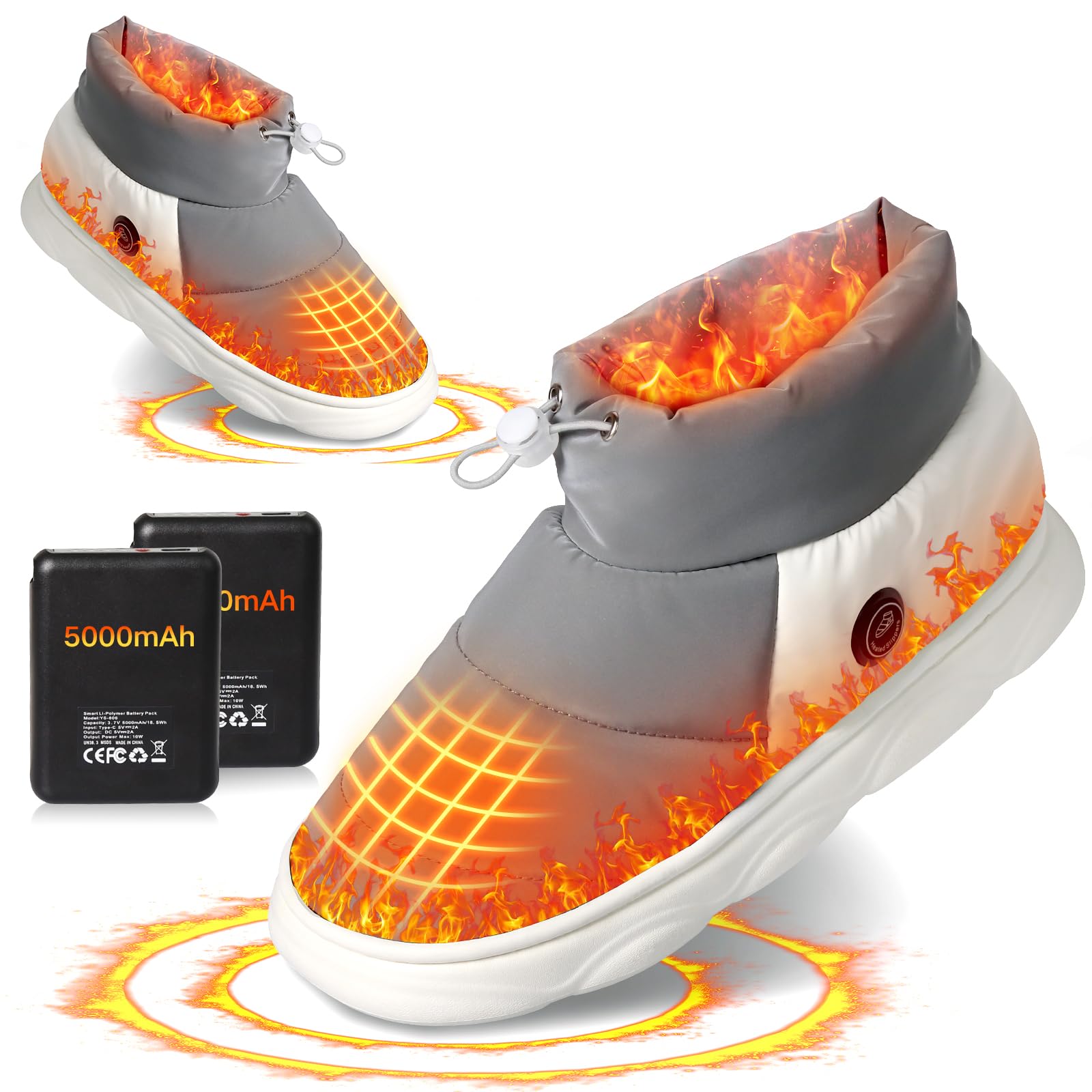 

Электрические тапочки с подогревом для ходьбы, чувствительные к теплу, 10 шт., 5000 мАч, большие, 2 шт., температура, NTC, перегрев, теплые тапочки с подогревом