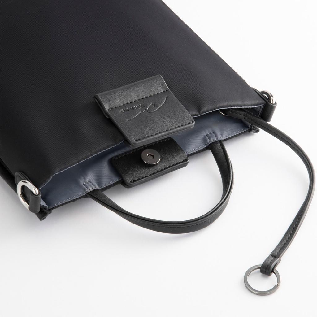 Double & Day Night Women's Shoulder Bag, Pochette, Smartphone Shoulder Bag, Lightweight, Small, Suqqu 15181 Black