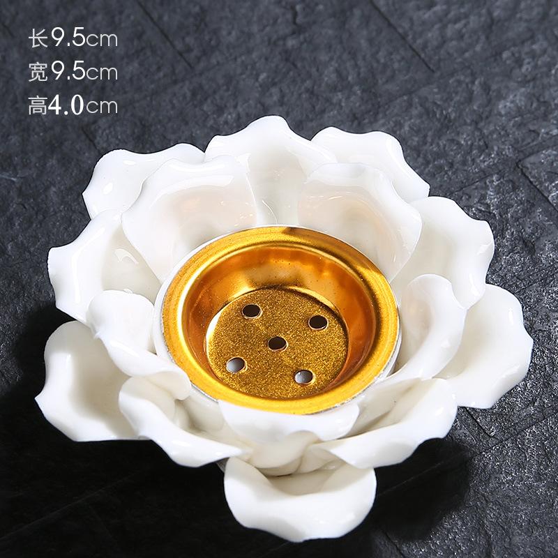 

Lotus Ceramic Incense Burner Middle Eastern Style for Bakhoor Charcoal & Cone Incense Zen Aromatherapy Home Decor білий