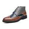 Men's High-Top Leather Brogue Shoes – British Color Block, Sizes 38-48, Casual & Business Wear