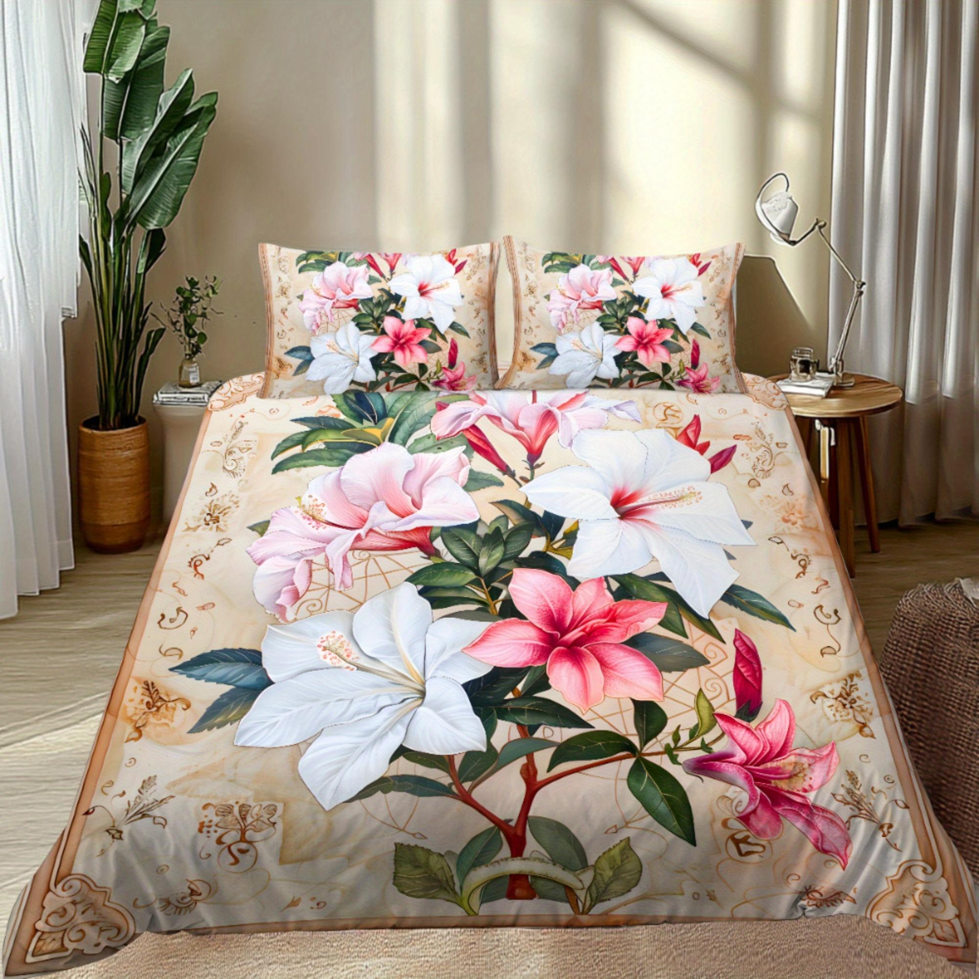 

Luxury 3D Digital Printed Duvet Cover Set Queen King Size Watercolor Floral Pattern Theme Bedding Quilt Set 3 Pcs No Quilt EU Single(135x200cm)