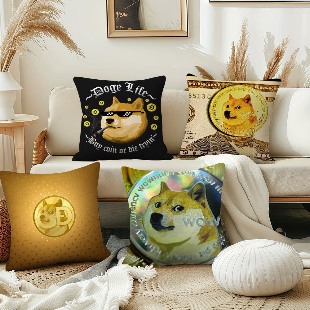 Funny Dogecoin Fashion dog cushion cover Pillow Cover Decoration Room Home Sofa living Office Car Nordic Simplicity