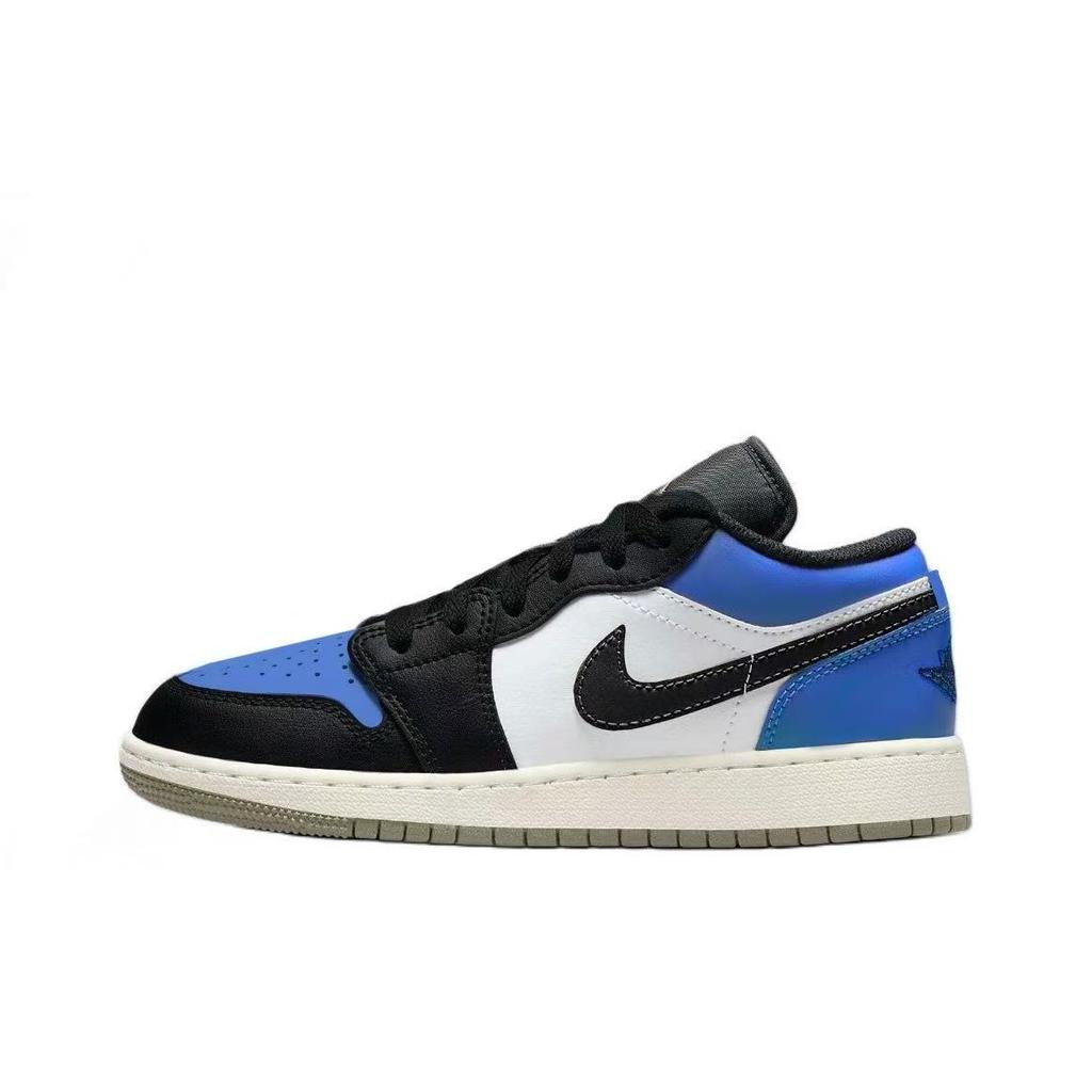 Jordan Air Jordan 1 Little Lightning Leather Abrasion Resistant Abrasion Resistant Low Top Vintage Basketball Shoes 553558-092(Team1119-)