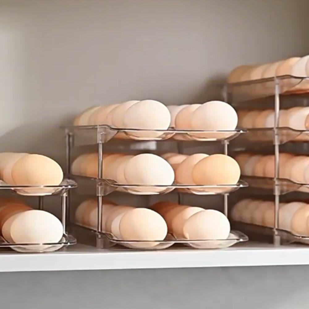 Transparent Refrigerator Egg Storage Box Plastic Egg Rolling Storage Box  Kitchen
