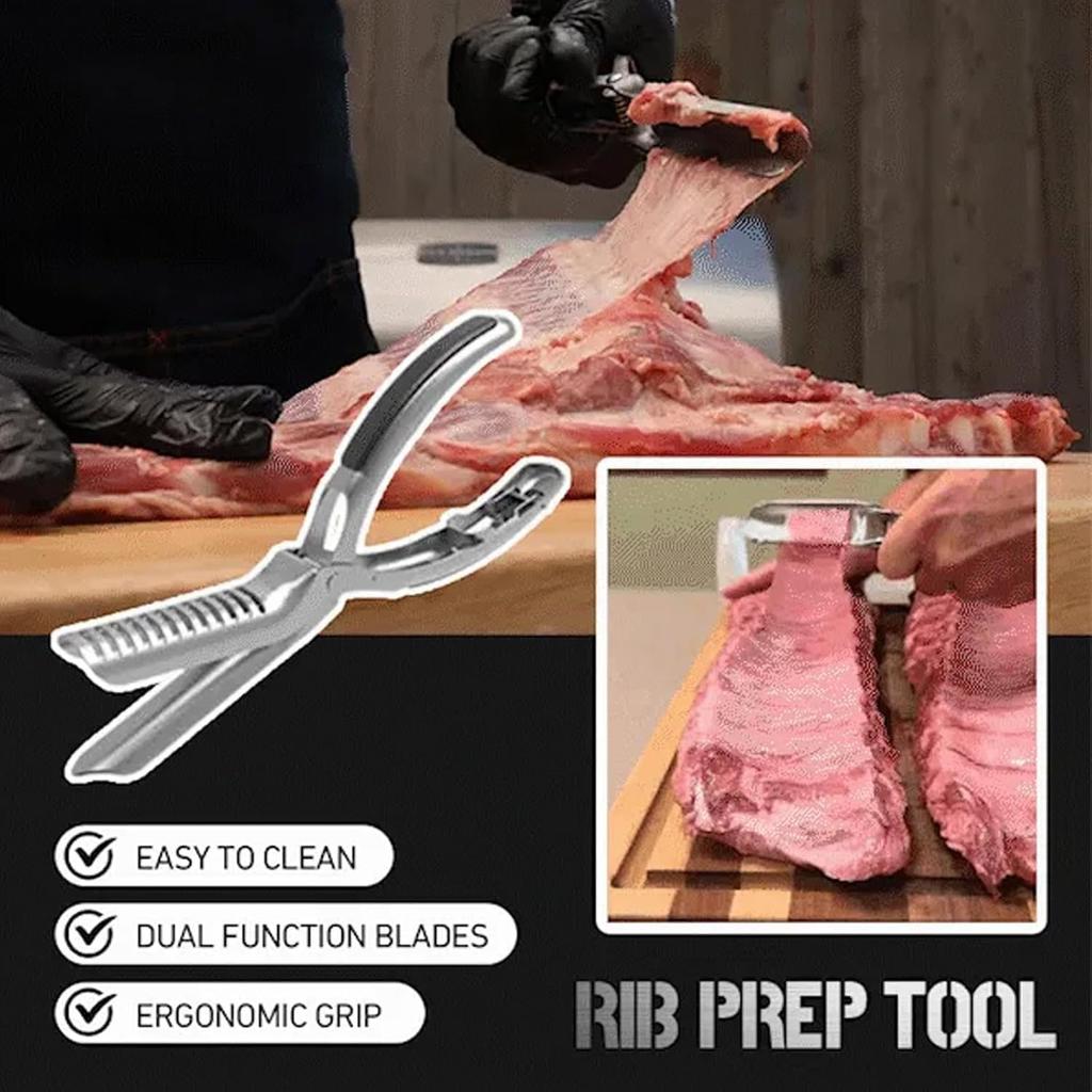 Pro Rib Membrane Remover Tool Stainless Steel Trimming with Curved Blade&Ergonomic Handle Dishwasher Safe for Easy BBQ Grilling