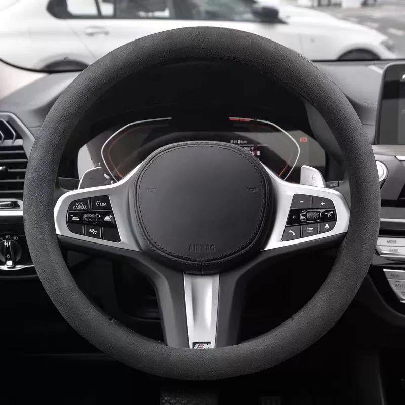 Car Steering Wheel Covers Suede Steering Wheel Cover Wrap Universal 37-38Cm Breathable Steering Covers Car Accessories