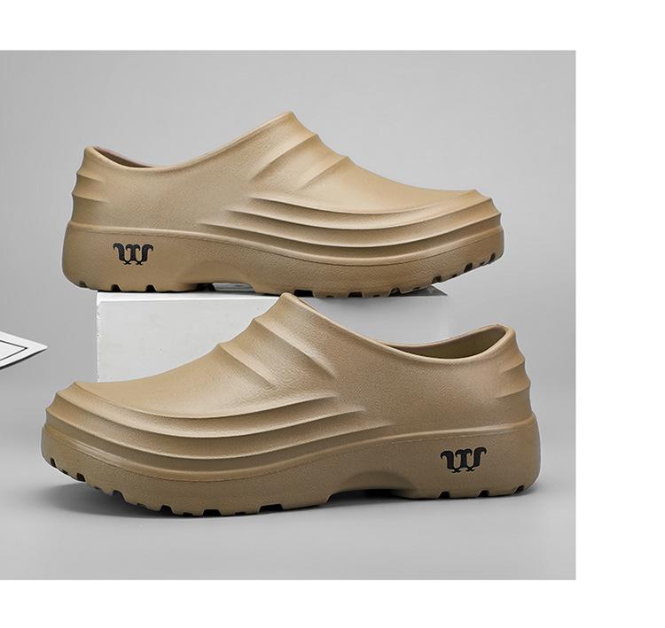 Men's Waterproof Non-Slip Black Leather Chef Shoes - Oil-Proof, Wear-Resistant, Soft Sole Slip-On for Kitchen Work