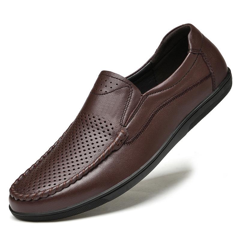 

Туфли мужские из коровьей кожи первого слоя, деловые, повседневные, кожаные, мужские, синие, с мягкой поверхностью, большого размера, дышащие, для вождения 45