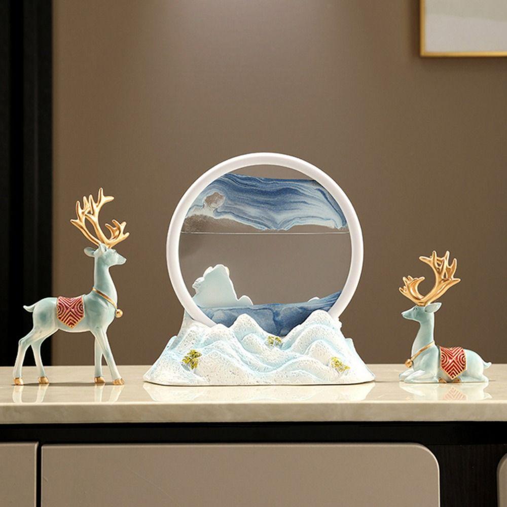 2pcs Resin Deer Ornaments Minimalist Animal Sculpture Desktop Ornament Elk Statue  Car