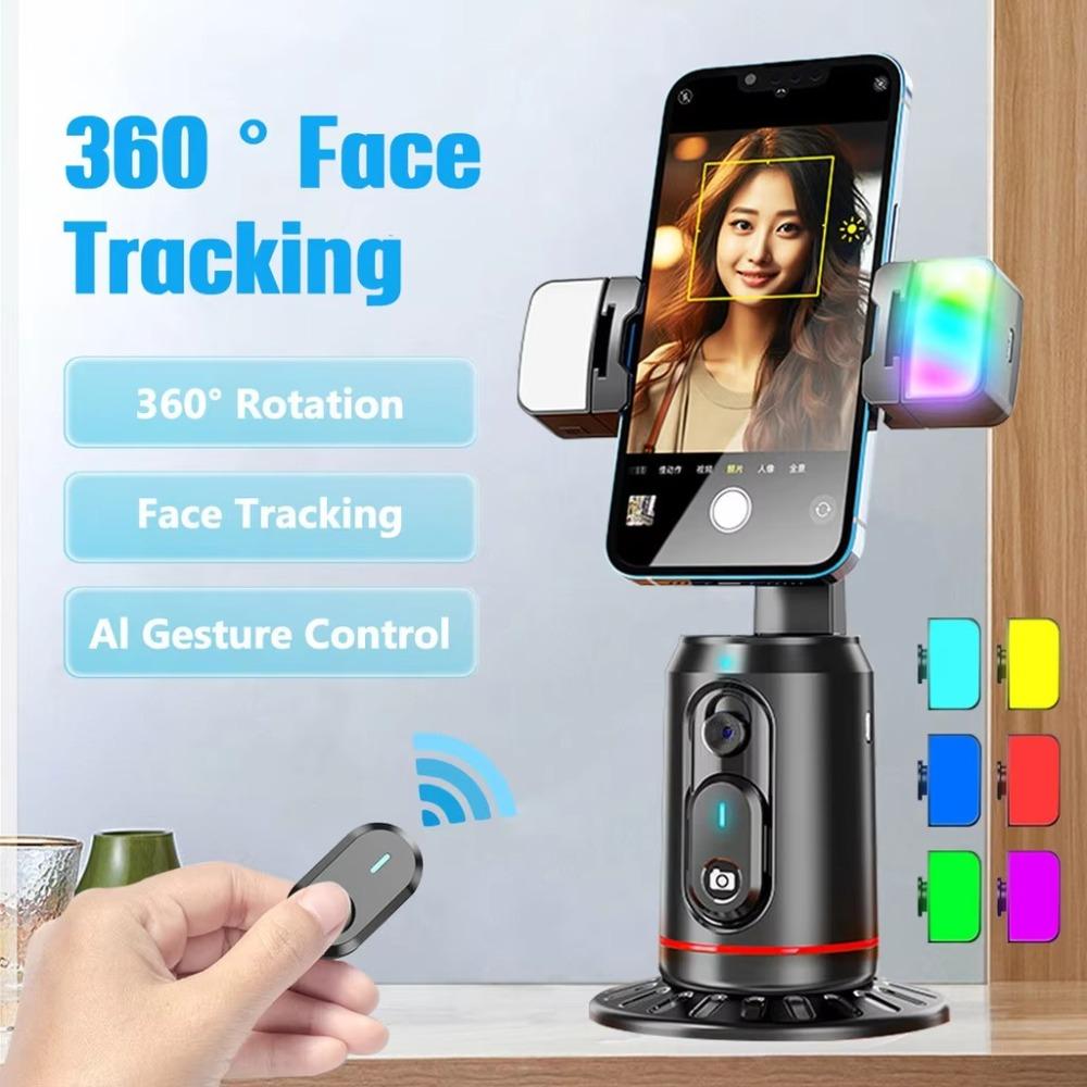 Auto Face Tracking AI Smart Gimbal Tripod 360° Rotating Gesture Control Gimbal Stabilizer Universal Bluetooth Remote