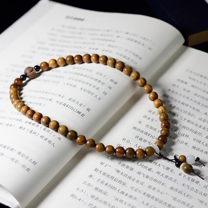 Argentina green sandalwood diy double lotus bracelet - premium wooden sandalwood prayer beads