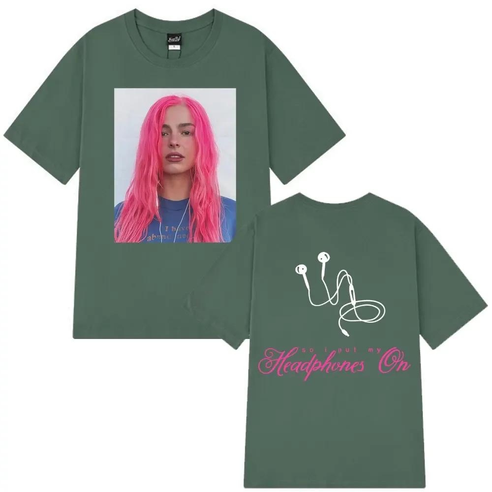 Addison Rae Headphones Fashion Graphic Tshirt Unisex Wounisex Cotton Casual Loose T Shirt Fan Gifts Summer Aesthetic Casual Tshirts