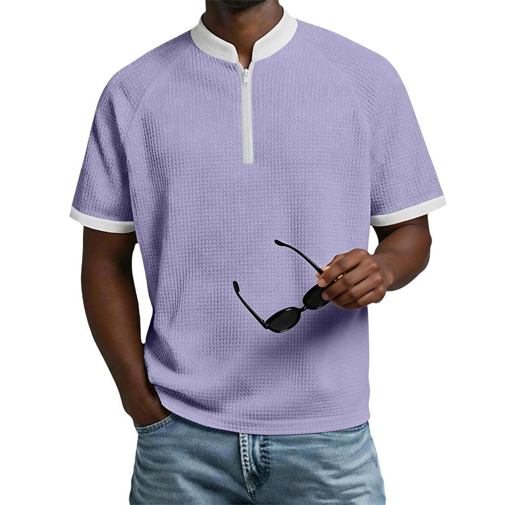 Men's Short-sleeved Shirt With Vertical Collar Colors Casual Sports Men's T-shirt