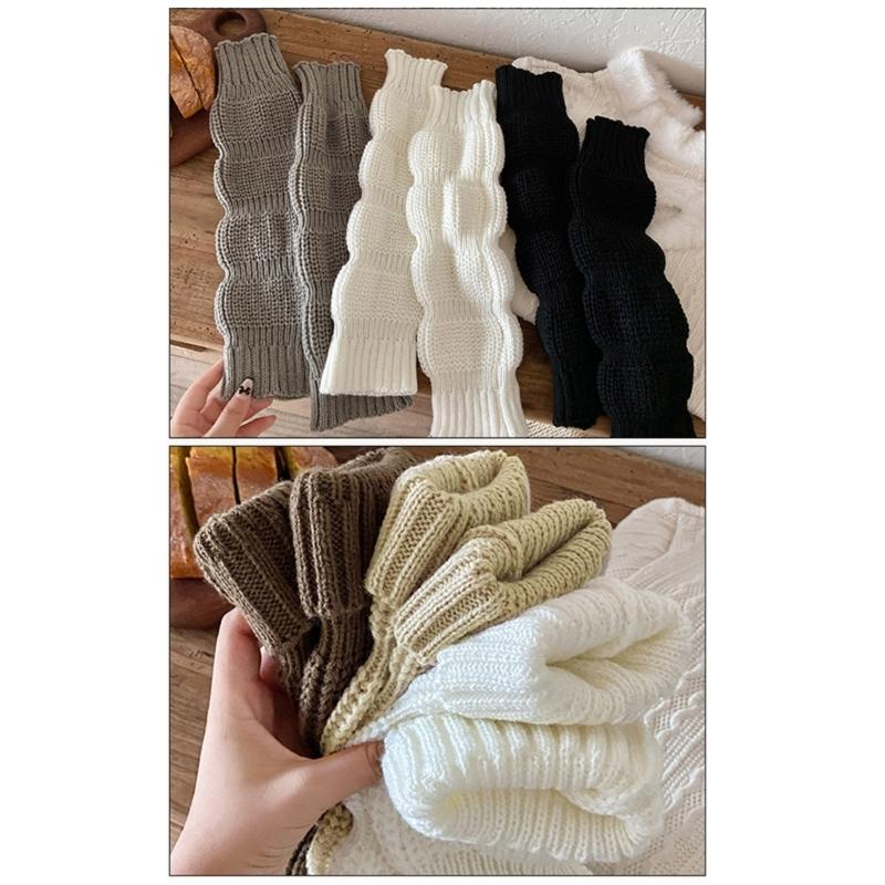 Japanese Student Leg Warmer Footless Socks for Women Girls Scrunch Lantern Boot Covers Solid Color Loose Leg Sleeves