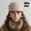 New Winter British Retro 100% Wool Dome Fedoras Hat Women's French Elegant Berets Fascinator Wedding Cocktail Party Pillbox Hat