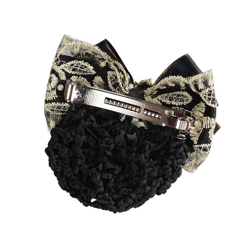 For Girls Pearl  Ponytail Clip Women Spring Clip Hairgrips Cover Net Korean Bun Snood