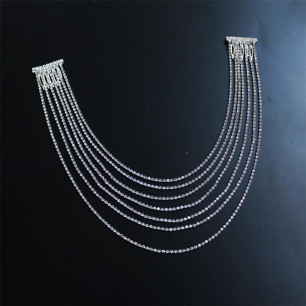 European And American Mesh Tassel Headband Bridal Dress Rhinestone Multilayer Headband Accessories Female Headband