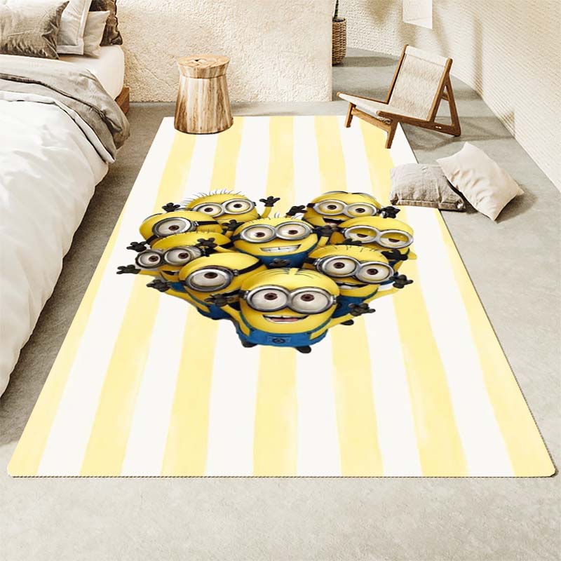 Minions Themed Round Rug Cartoon Flannel Carpet Non-Skid Floor Mat Children Playroom Bedroom Home Decor