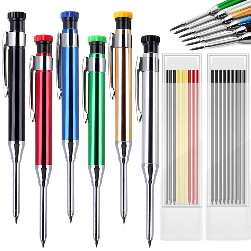 2.8mm Professional Metal Long Head Woodworking Mechanical Pencil or Lead Refills, for Carpenter Marking Engineering Drawing Tool