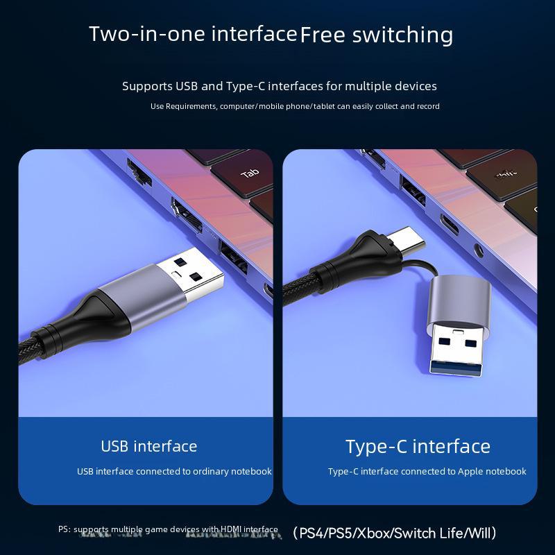 USB 3.0 To HDMI Type-C Video Capture Card for Mobile and PC Gaming/Live Streaming.